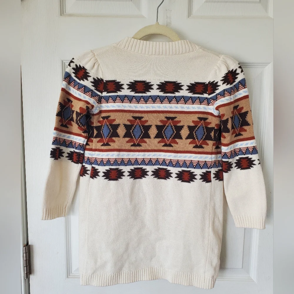 Gymboree Girls Intarsia Fairisle Long Cardigan Montana Mountain White Size 6